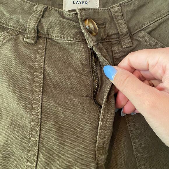 Marine Layer Women size 0 Army Green Maya Straight Leg Carpenter Cropped Pants - Picture 5 of 11